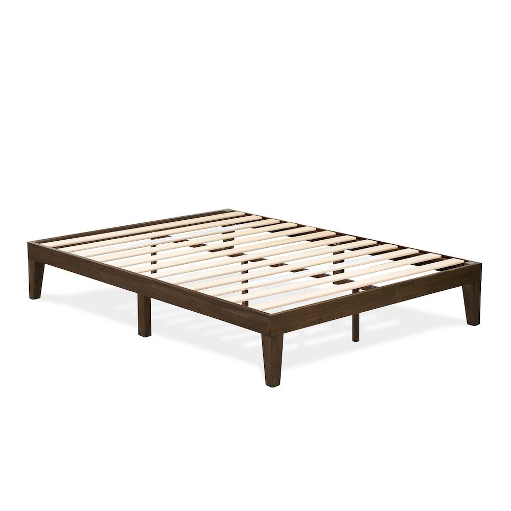 Queen Platform Bed Frame with 4 Legs and 2 Extra Center Legs - Walnut Finish. Picture 1
