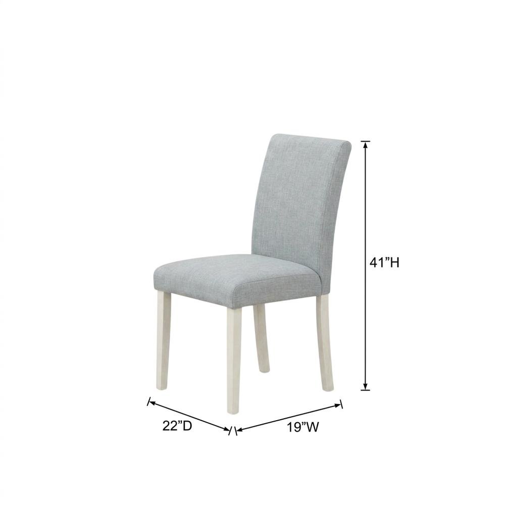 Solid Wood Linen Upholstered Modern Farmhouse Dining Chairs, Set of 2. Picture 6