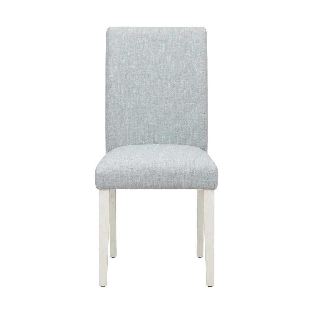 Solid Wood Linen Upholstered Modern Farmhouse Dining Chairs, Set of 2. Picture 2