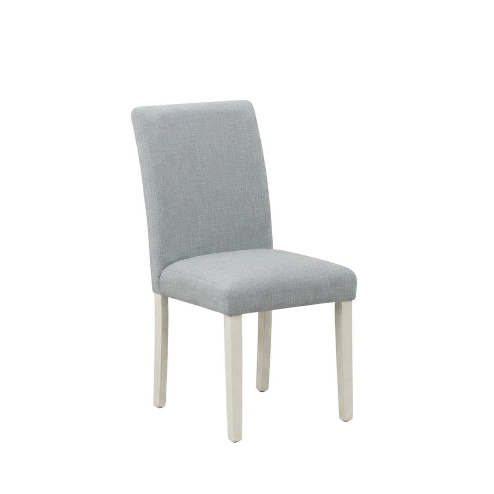 Solid Wood Linen Upholstered Modern Farmhouse Dining Chairs, Set of 2. Picture 5