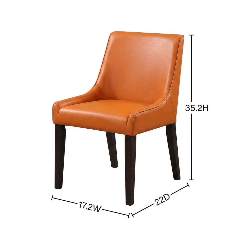 Faux Leather-Upholstered High-Back Parsons Chair for Dining Room, Set of 2. Picture 6