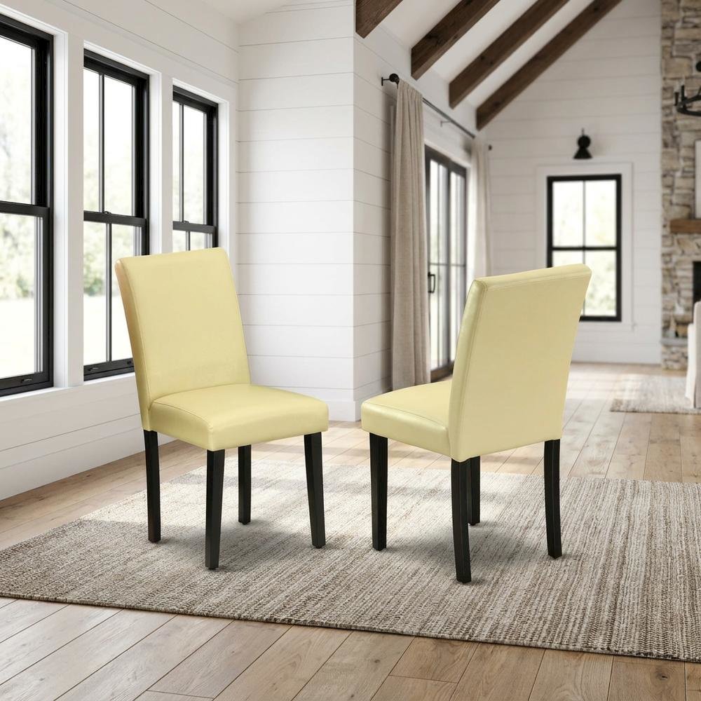 Faux Leather Upholstered Parsons Dining Chair for Kitchen or Dining Room, Set of 2. Picture 3