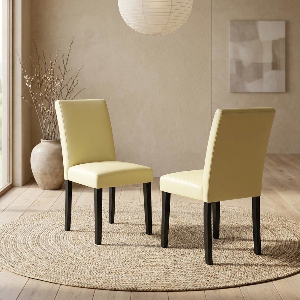 Faux Leather Upholstered Parsons Dining Chair for Kitchen or Dining Room, Set of 2. Picture 4