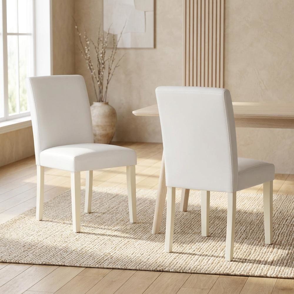 Faux Leather-Upholstered Parsons Dining Chair for Kitchen and Dining Room, Set of 2. Picture 4