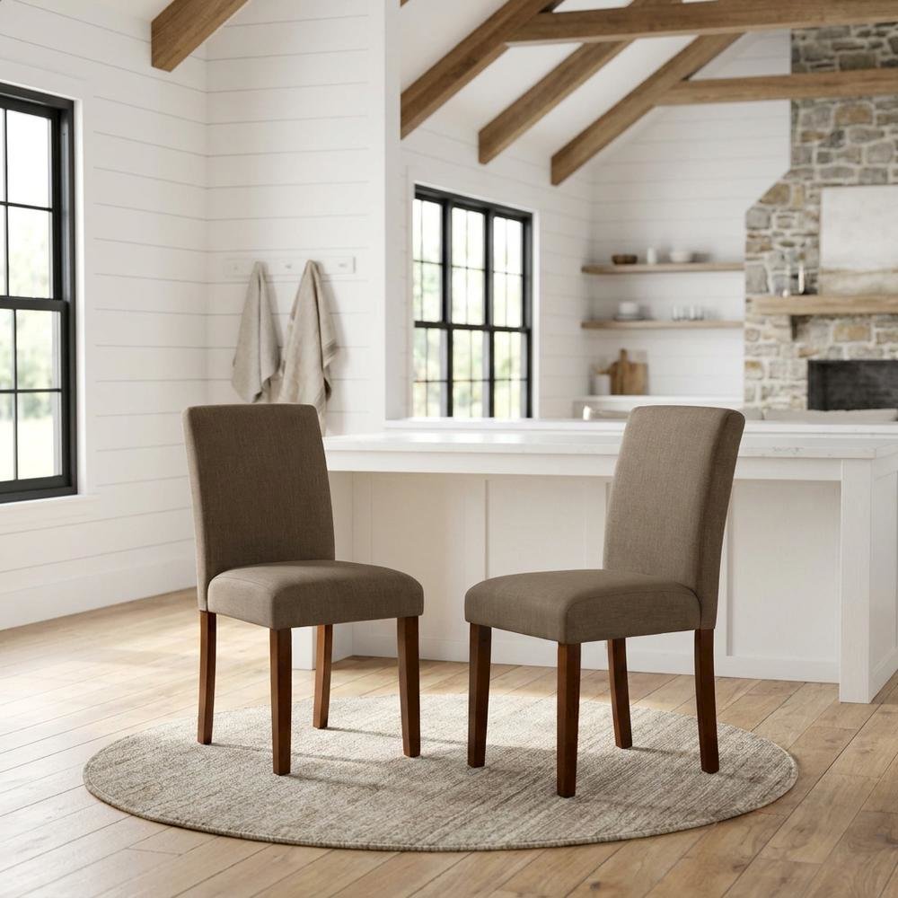 Upholstered Parsons Dining Chair with High Back for Dining Room, Mahogany, Set of 2. Picture 3