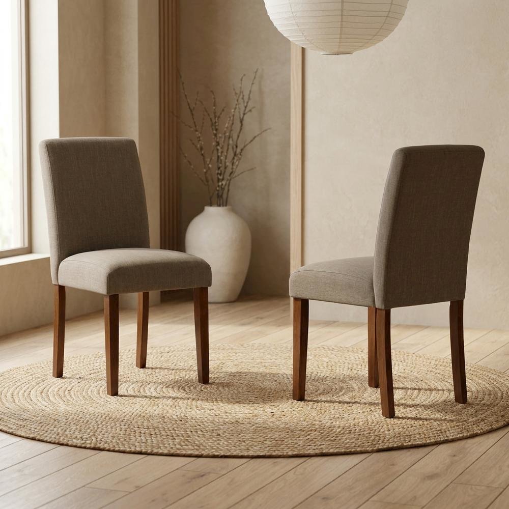 Upholstered Parsons Dining Chair with High Back for Dining Room, Mahogany, Set of 2. Picture 4