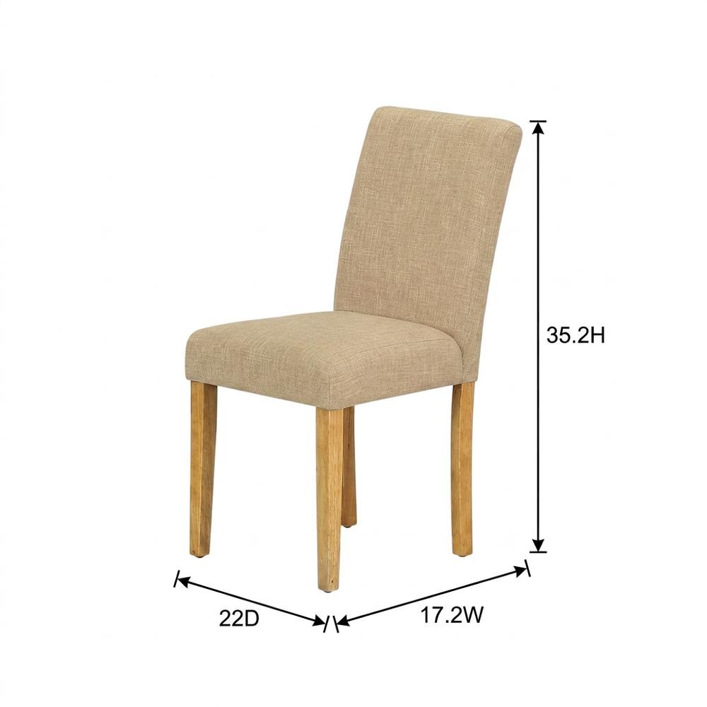 Upholstered Parsons Dining Chair with Padded Seat for Kitchen Table, Oak, Set of 2. Picture 5