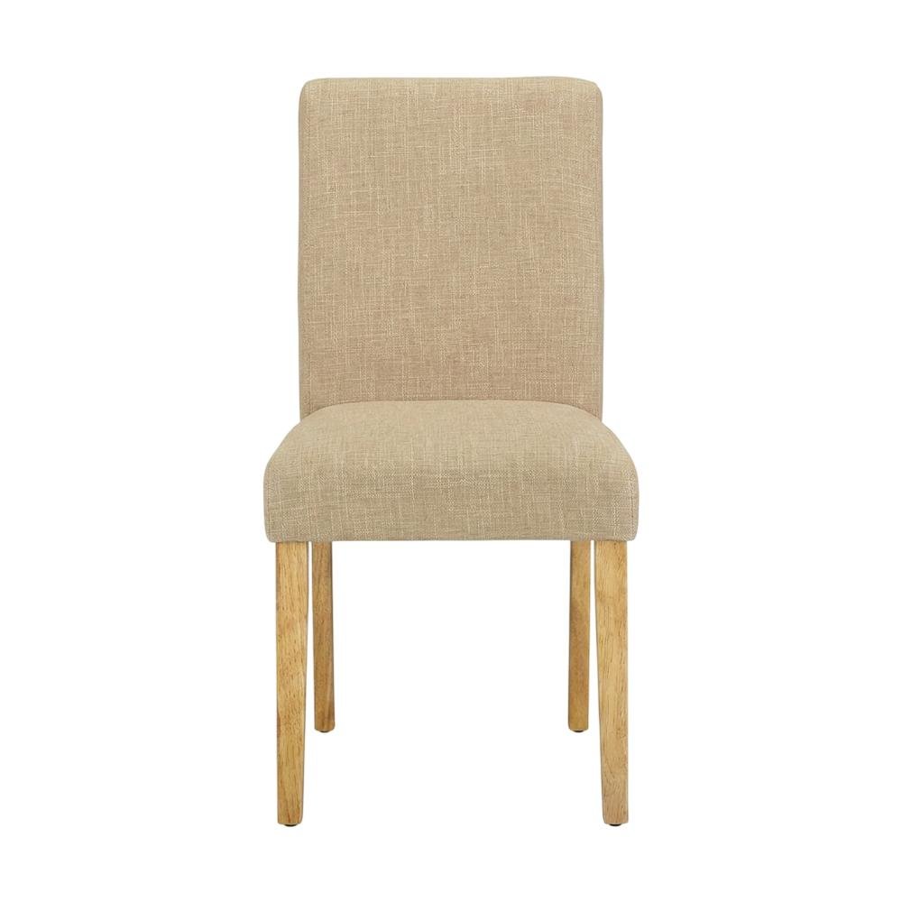 Upholstered Parsons Dining Chair with Padded Seat for Kitchen Table, Oak, Set of 2. Picture 1