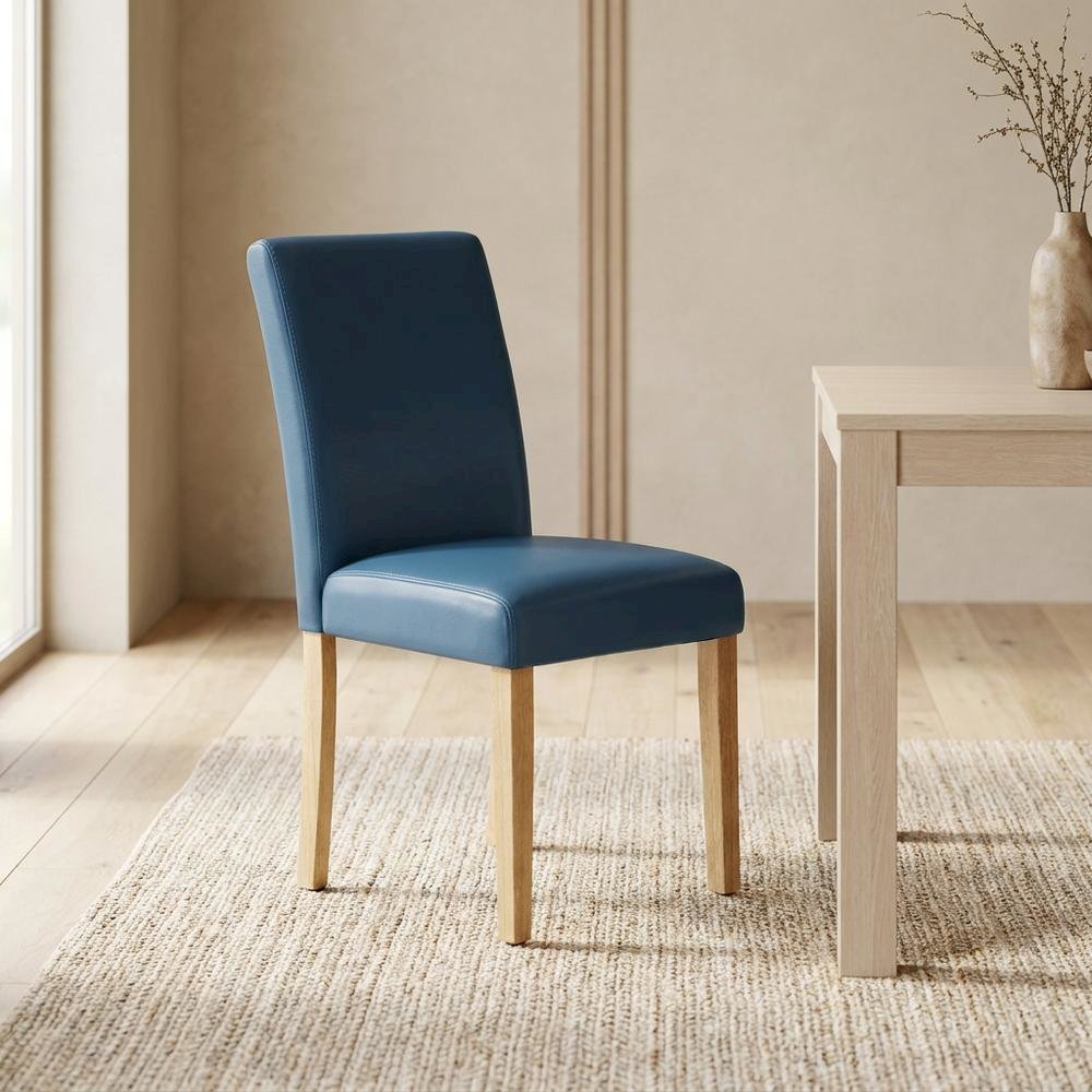 Parsons Dining Chair with High-Back Upholstered Seat for Kitchen, Oak, Set of 2. Picture 4