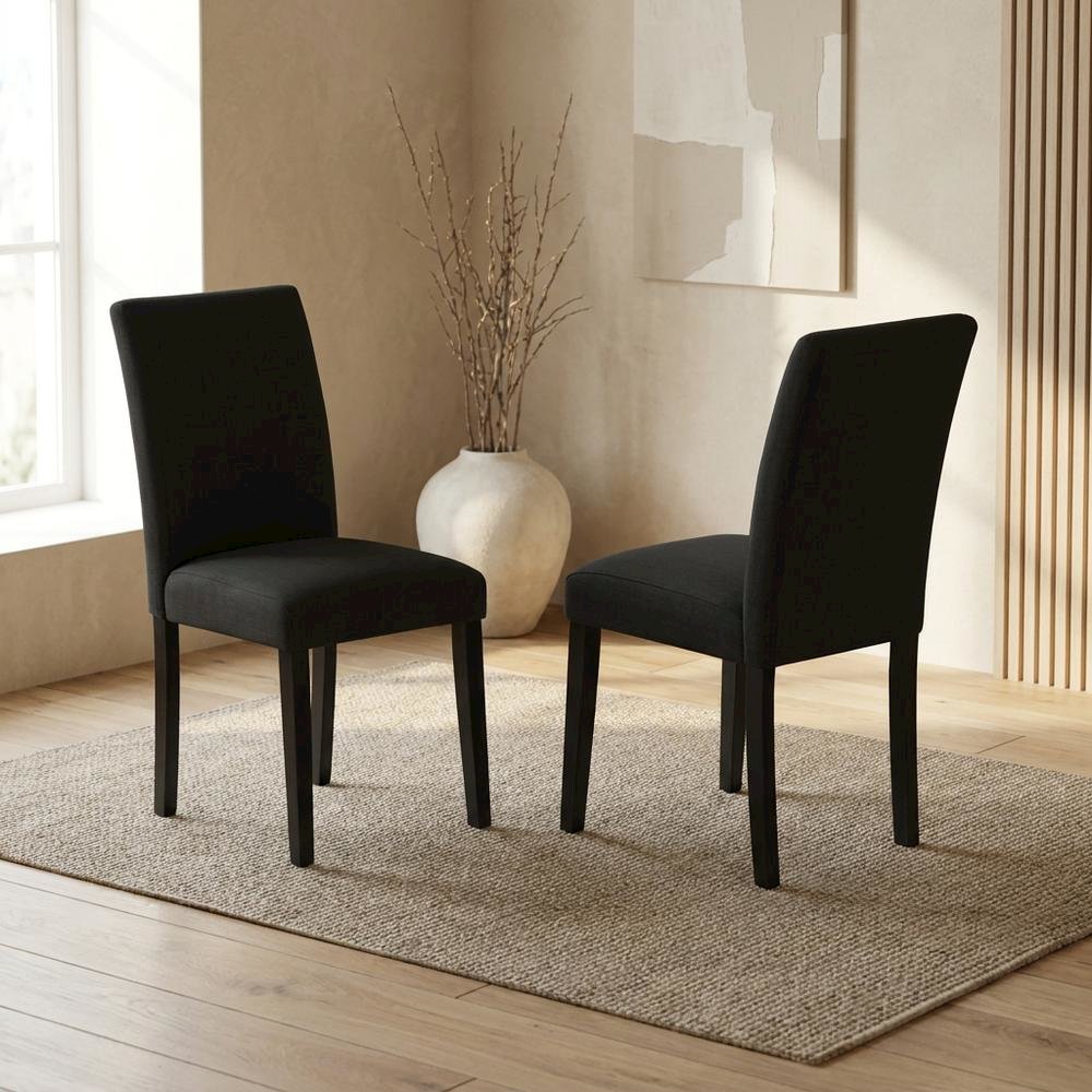 Linen-Upholstered Parsons Dining Chairs with Solid Wood Frame, Set of 2. Picture 4