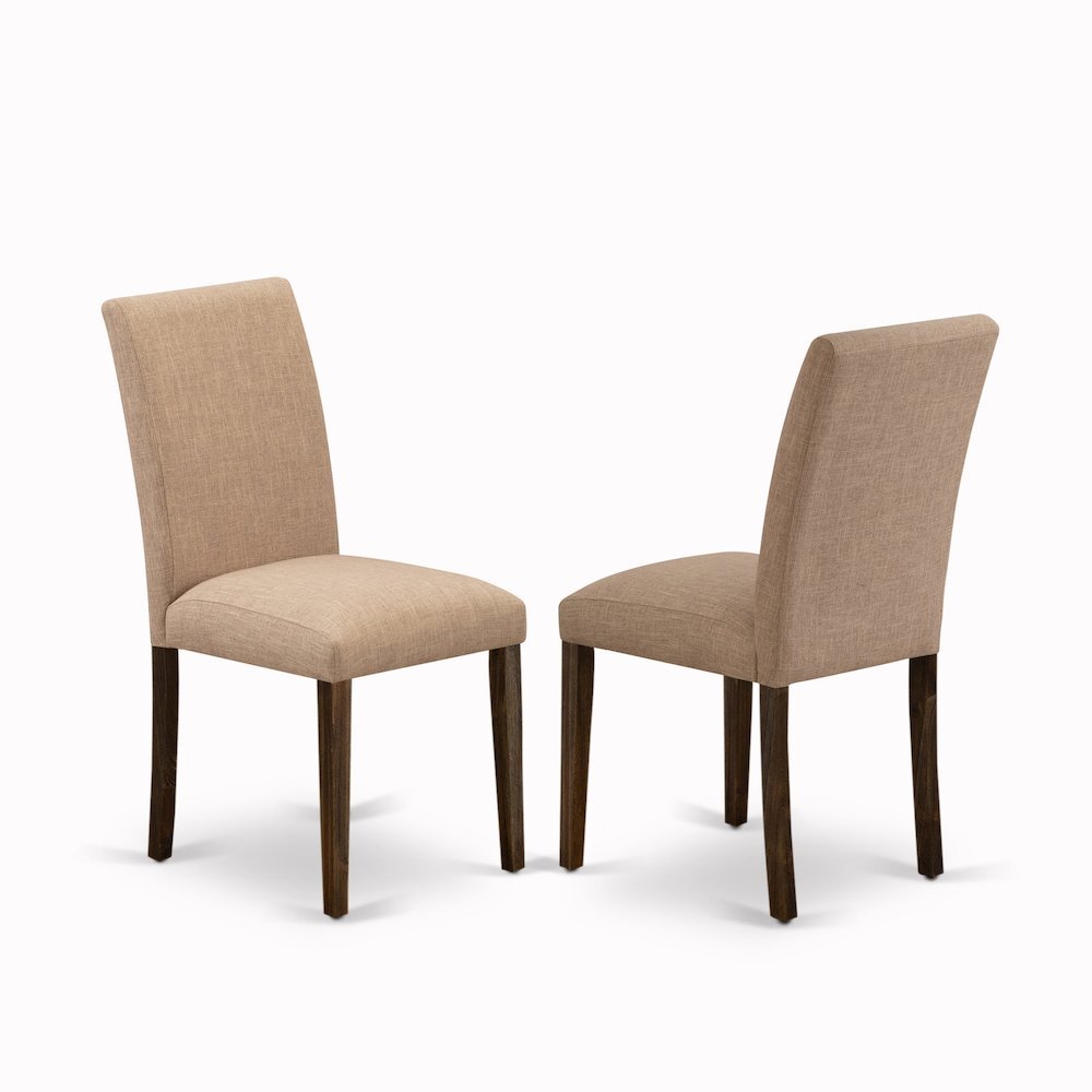 Solid Wood Linen Upholstered High-Back Parsons Dining Chairs, Set of 2. Picture 1