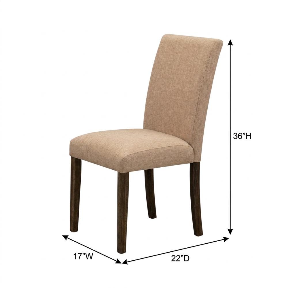 Solid Wood Linen Upholstered High-Back Parsons Dining Chairs, Set of 2. Picture 6