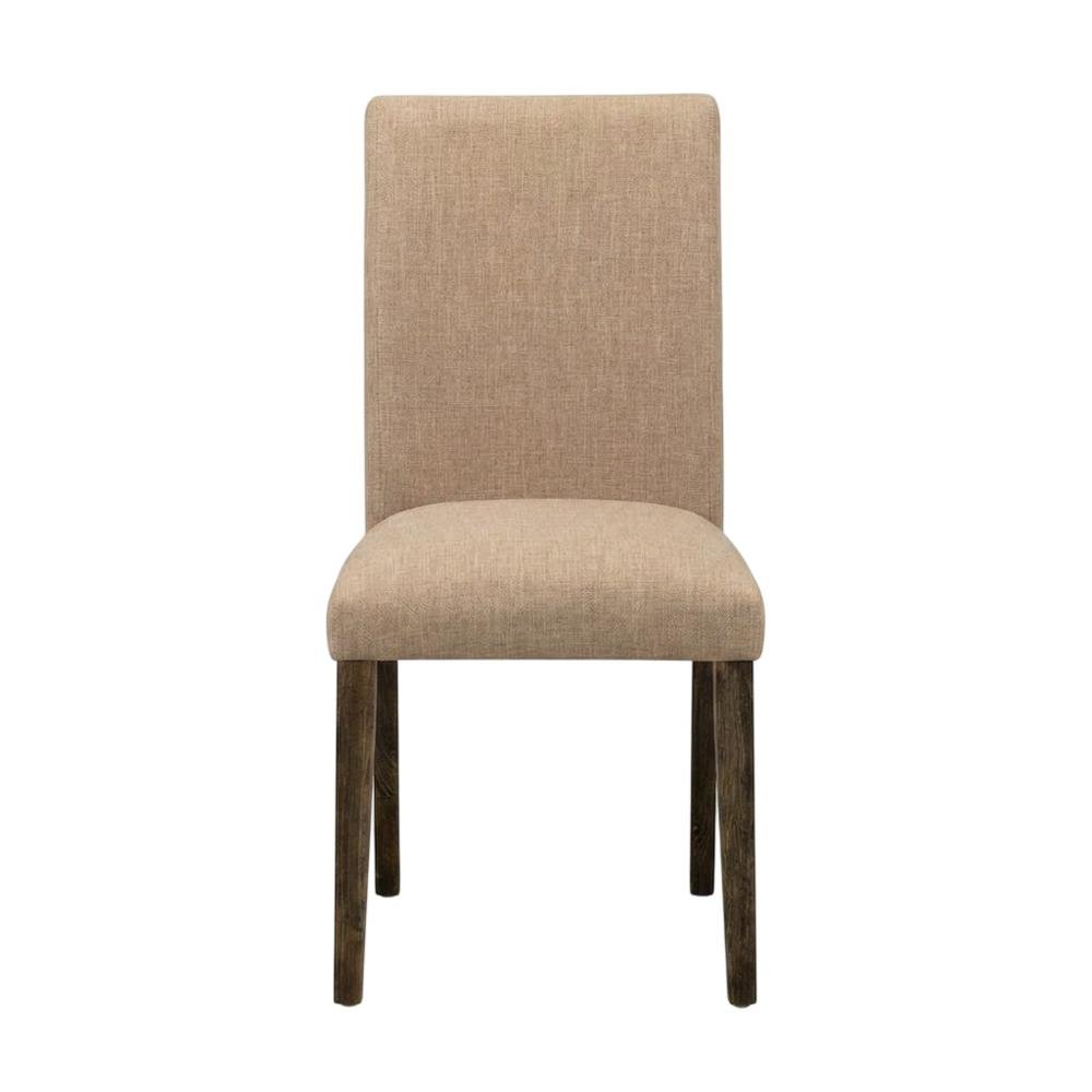 Solid Wood Linen Upholstered High-Back Parsons Dining Chairs, Set of 2. Picture 2