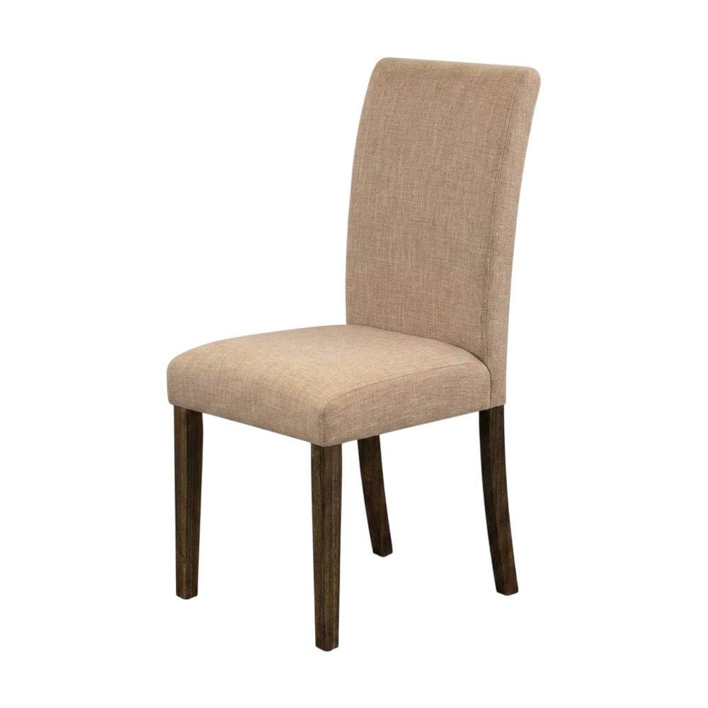 Solid Wood Linen Upholstered High-Back Parsons Dining Chairs, Set of 2. Picture 5