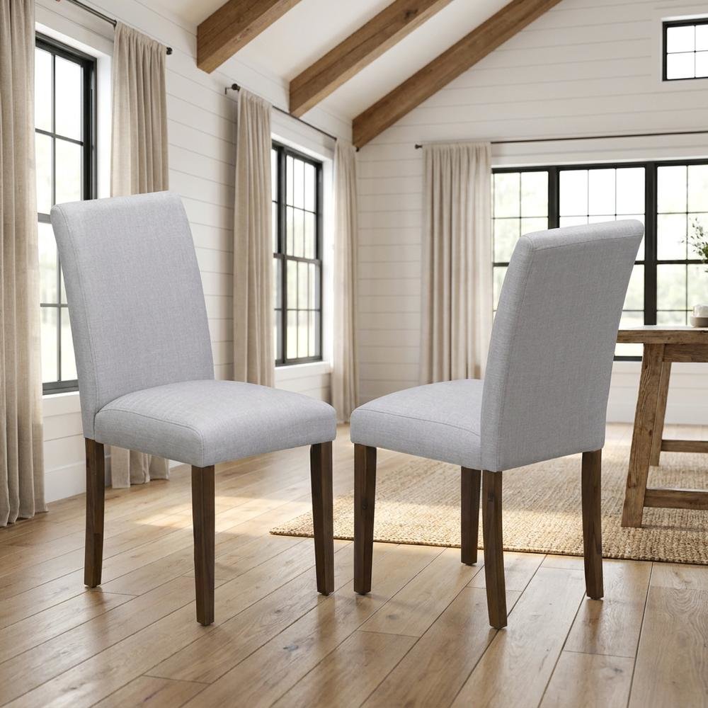 Solid Wood Linen-Upholstered Modern Dining Chair for Dining Room, Set of 2. Picture 3