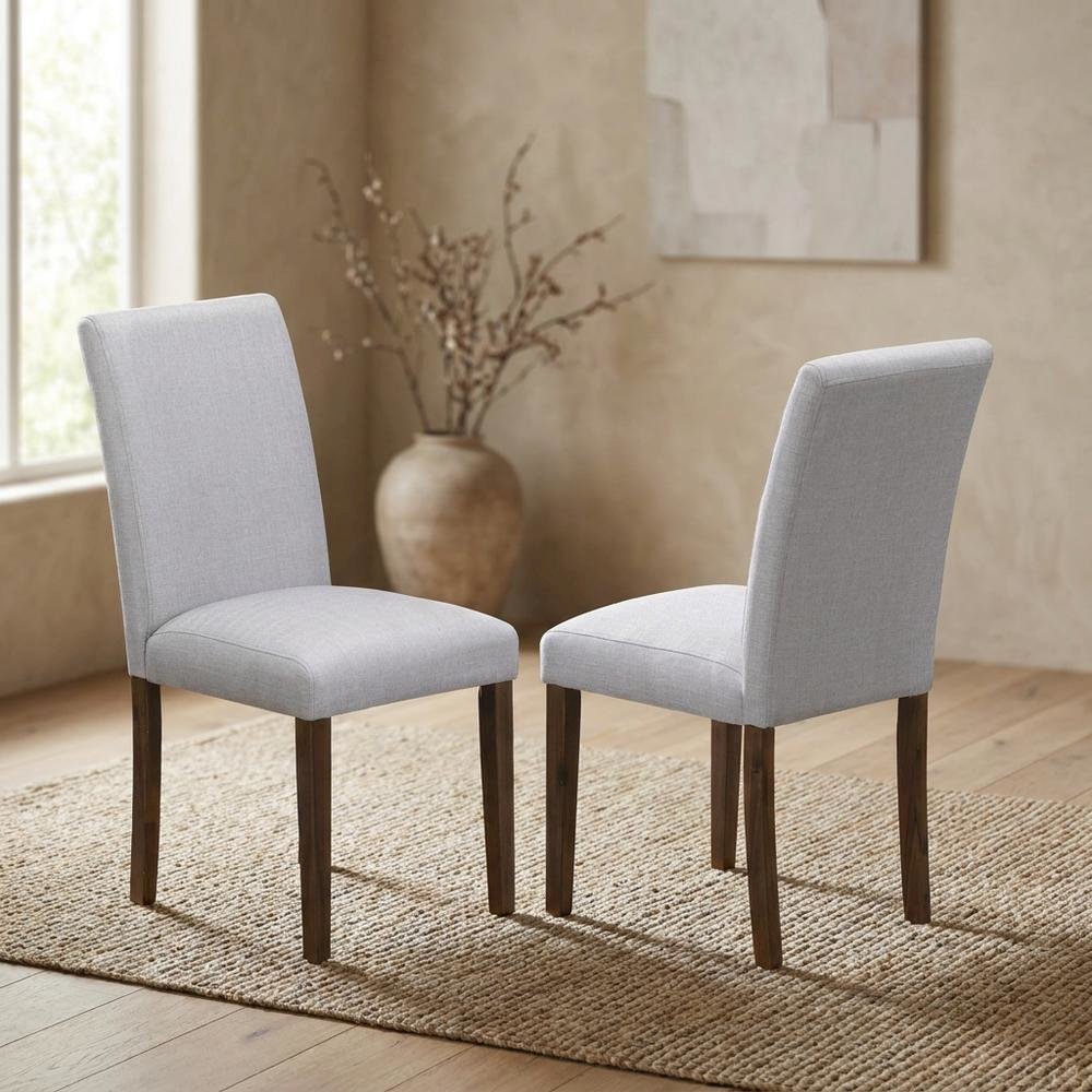 Solid Wood Linen-Upholstered Modern Dining Chair for Dining Room, Set of 2. Picture 4