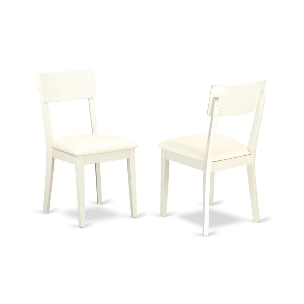 East West Furniture NOAD3-LWH-LC 3-Pc Modern Dining Table Set 2 Modern Dining Chairs with Ladder Back and a Faux Leather Seat and Butterfly Leaf Dining Table with Rectangular Top and 4 Legs- Linen Whi. Picture 2