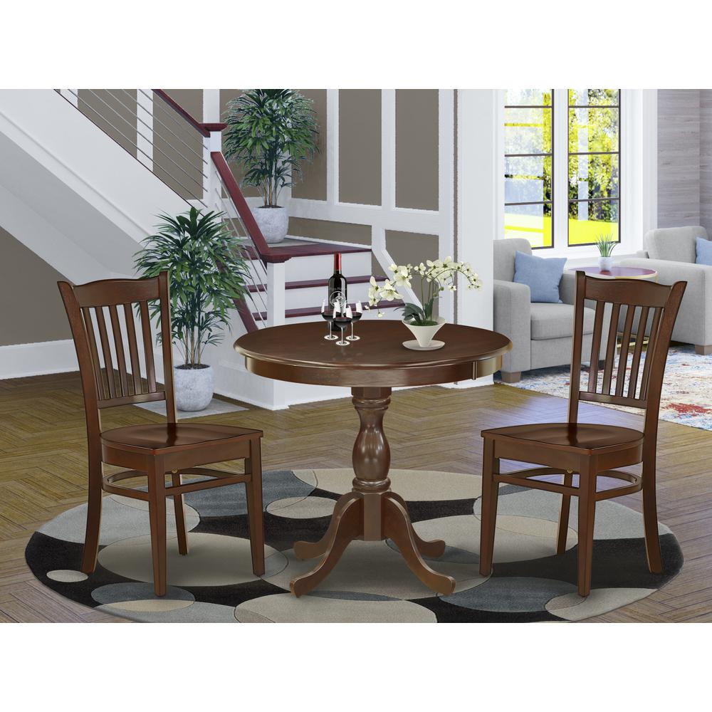 AMGR3-MAH-W 3 Piece Dining Room Table Set - 1 Dining Table and 2 Mahogany Dining Chairs - Mahogany Finish. Picture 2