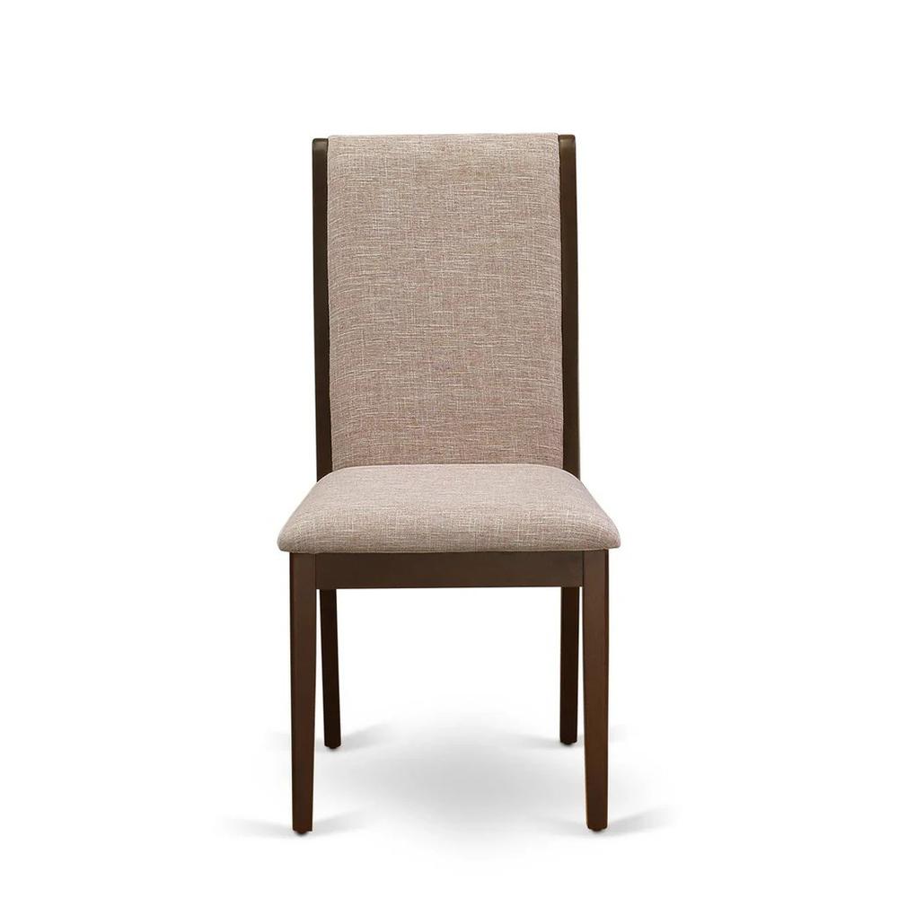 AMLA3-MAH-04 3 Piece Dining Table Set - 1 Pedestal Table and 2 Light Tan Dinning Chairs - Mahogany Finish. Picture 2
