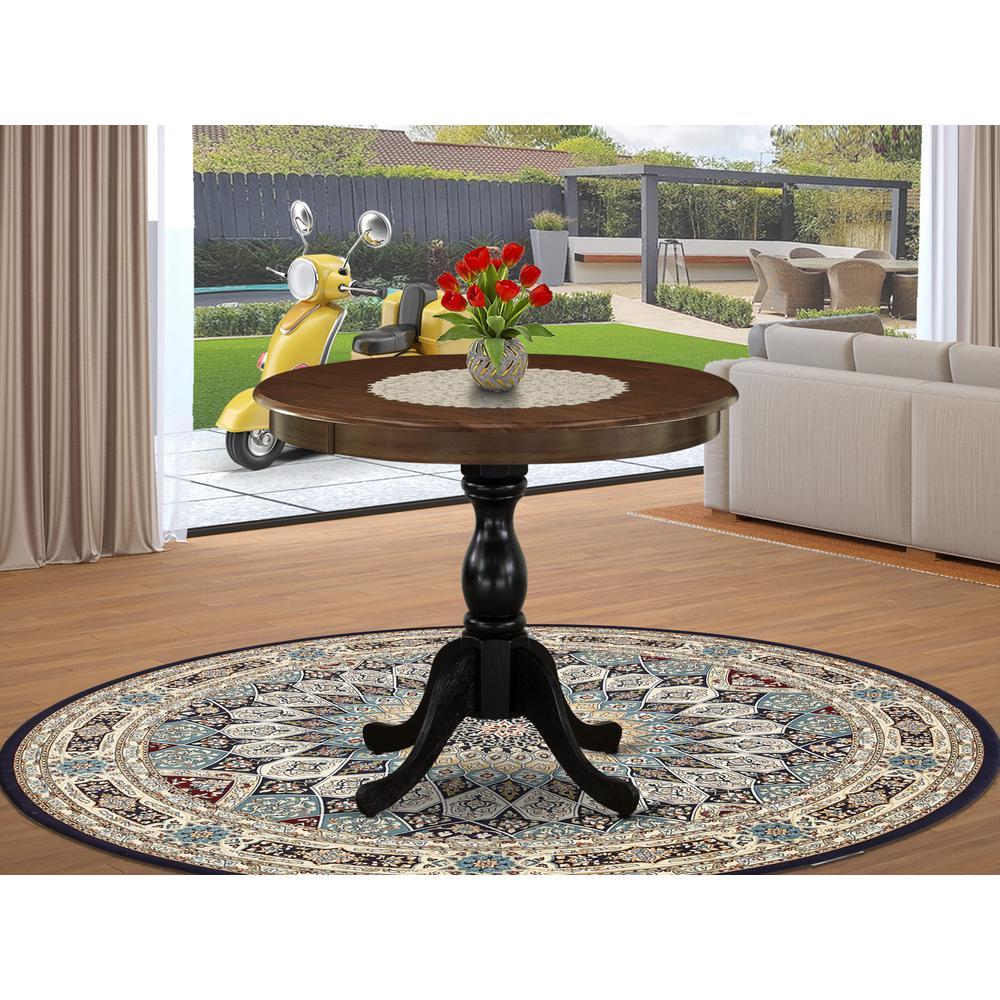 East West Furniture AMT-ABL-TP Antique Kitchen Dining Table - a Round Wooden Table Top with Pedestal Base, 36x36 Inch, Multi-Color. Picture 2