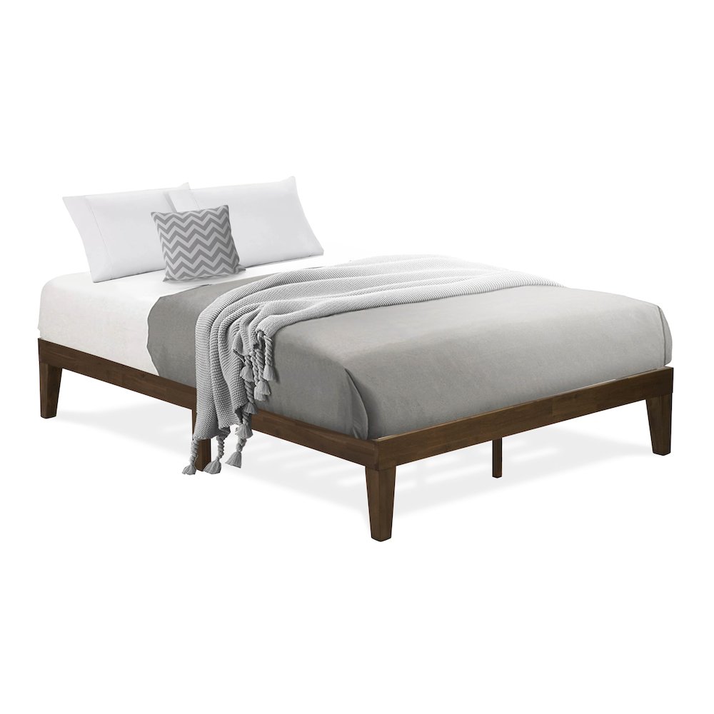 Full Size Platform Bed with 4 Legs and 2 Extra Center Legs - Walnut Finish. Picture 5