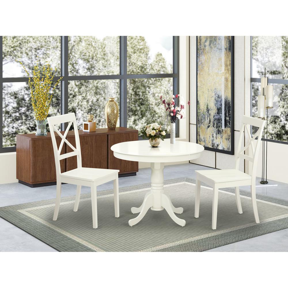 3  Pc  set-Table  and  2  Wood  Kitchen  Chairs  in  Linen  White  .. Picture 2
