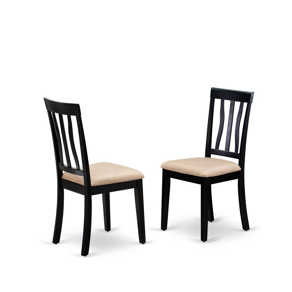 ANTI3-BLK-C 3 PC Kitchen Table set-round Kitchen Table plus 2 Dining Chairs. Picture 4
