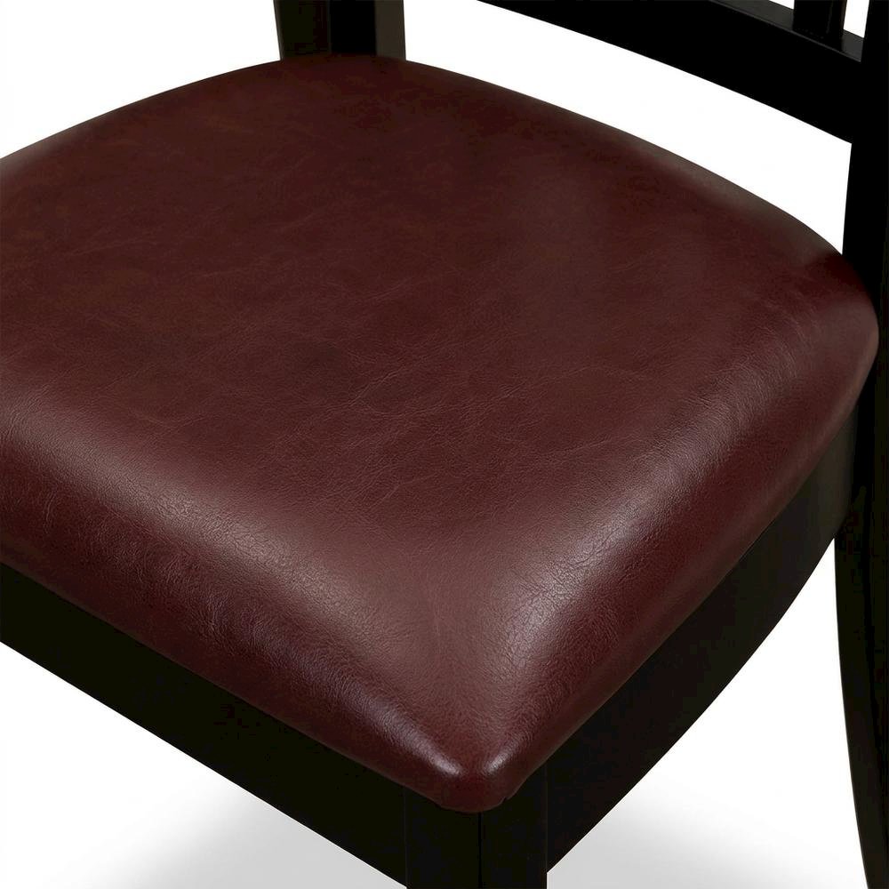 Antique Faux Leather Upholstered Wooden Dining Room Chairs, Set of 2. Picture 7