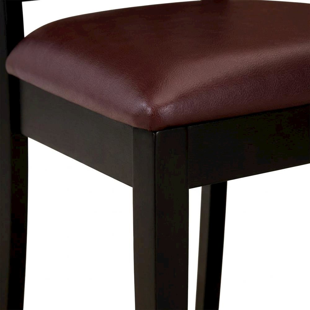 Antique Faux Leather Upholstered Wooden Dining Room Chairs, Set of 2. Picture 8