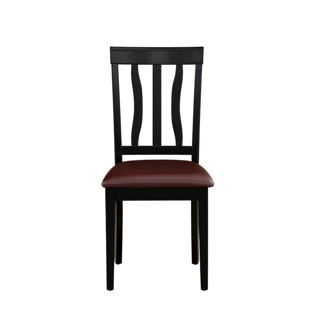 Antique Faux Leather Upholstered Wooden Dining Room Chairs, Set of 2. Picture 2