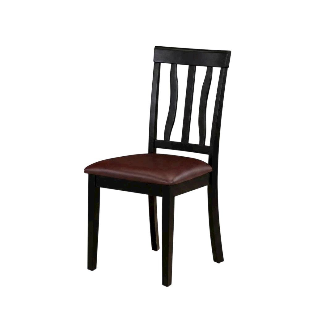 Antique Faux Leather Upholstered Wooden Dining Room Chairs, Set of 2. Picture 5