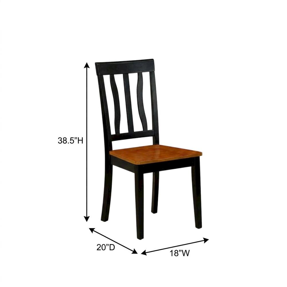 Solid Wood Antique Kitchen Dining Chairs, Black & Cherry, Set of 2. Picture 5