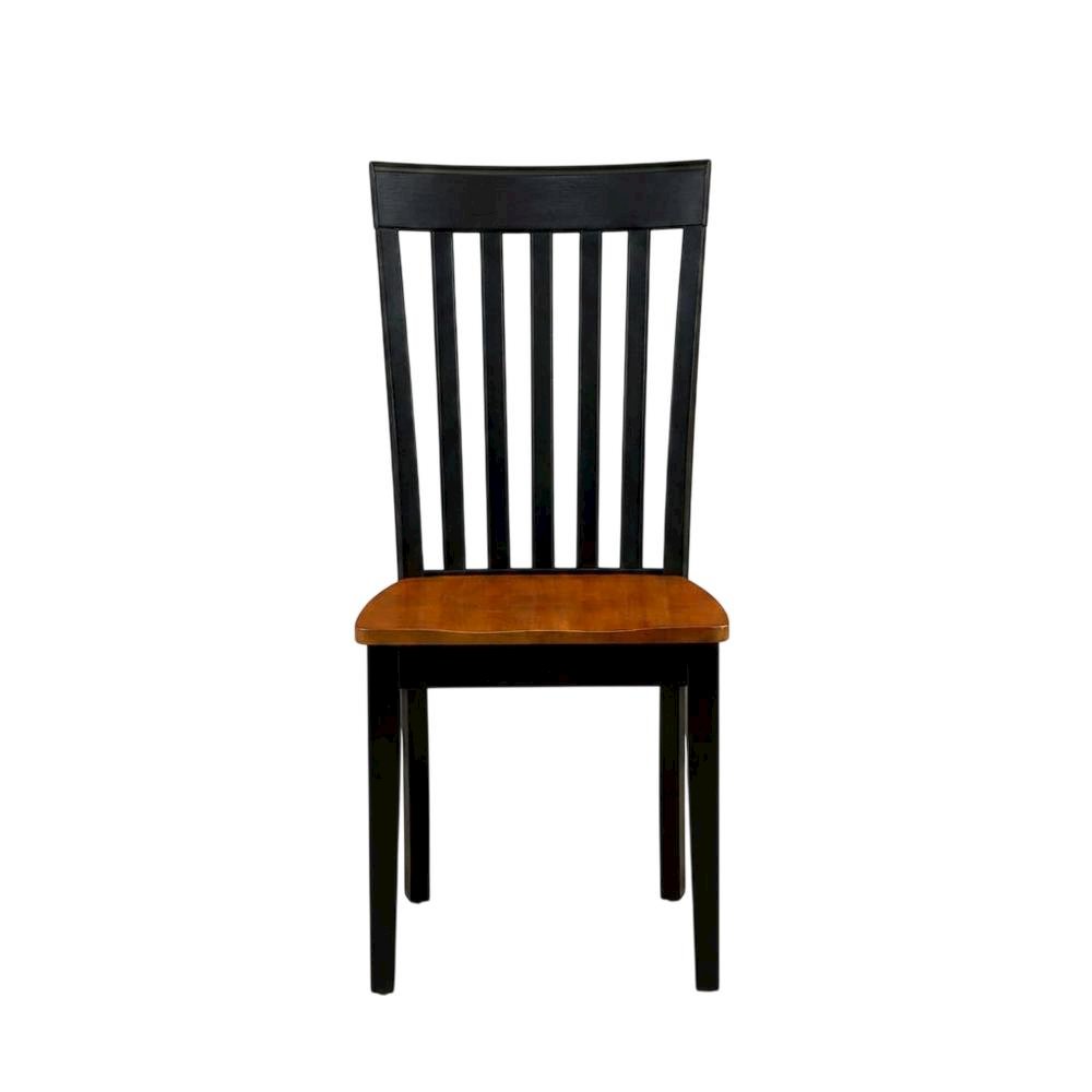 Solid Wood Antique Kitchen Dining Chairs, Black & Cherry, Set of 2. Picture 1