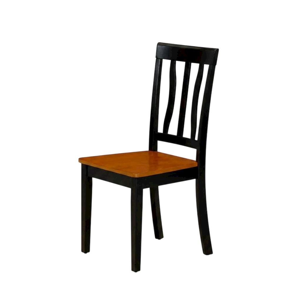 Solid Wood Antique Kitchen Dining Chairs, Black & Cherry, Set of 2. Picture 4