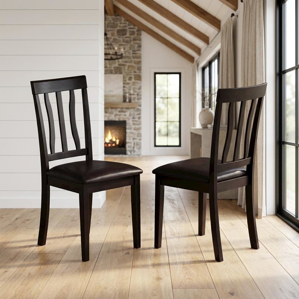 Faux Leather Upholstered Wooden Dining Chairs for Dining Room, Set of 2. Picture 3