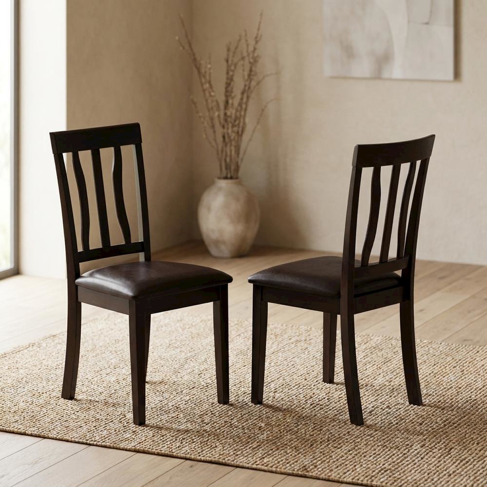 Faux Leather Upholstered Wooden Dining Chairs for Dining Room, Set of 2. Picture 4