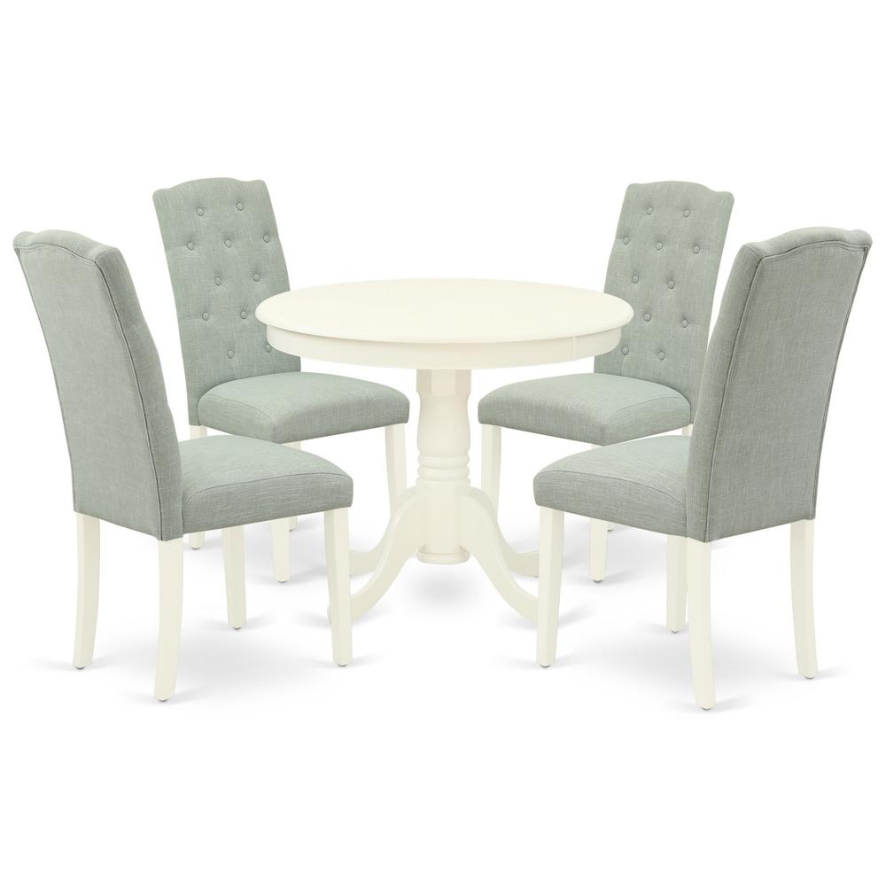 Dining Room Set Linen White, ANCE5-LWH-15. Picture 1
