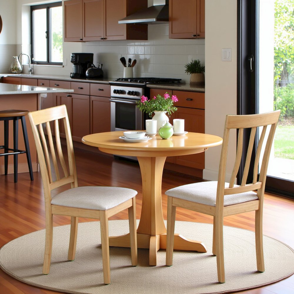 Elegant Wooden Dining Chairs – Cushion Seat Kitchen Chairs, Set of 2. Picture 2