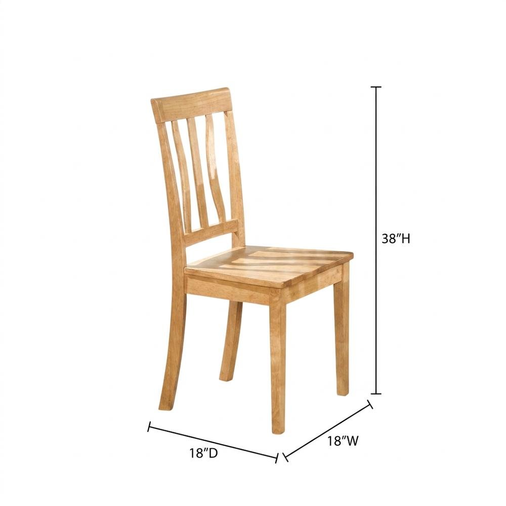 Solid Wood Antique Kitchen Dining Chairs with Slat Back, Oak, Set of 2. Picture 6