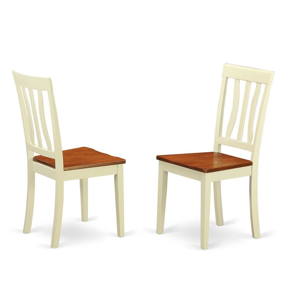 Solid Wood Antique Kitchen Dining Chairs, Buttermilk and Cherry, Set of 2. Picture 1