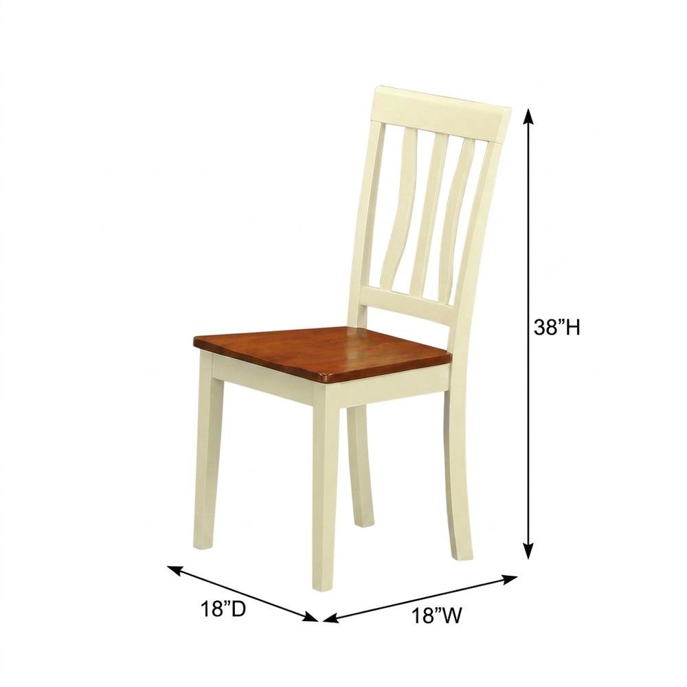 Solid Wood Antique Kitchen Dining Chairs, Buttermilk and Cherry, Set of 2. Picture 6