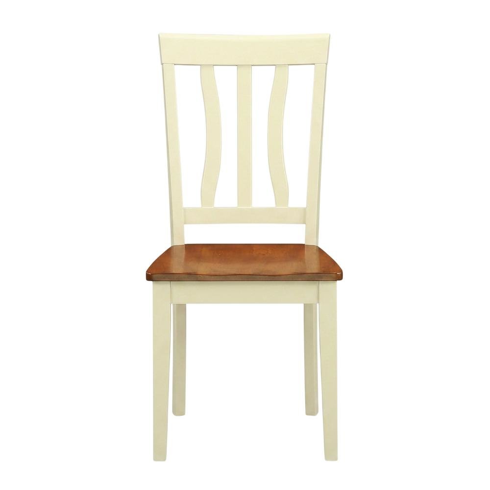 Solid Wood Antique Kitchen Dining Chairs, Buttermilk and Cherry, Set of 2. Picture 2