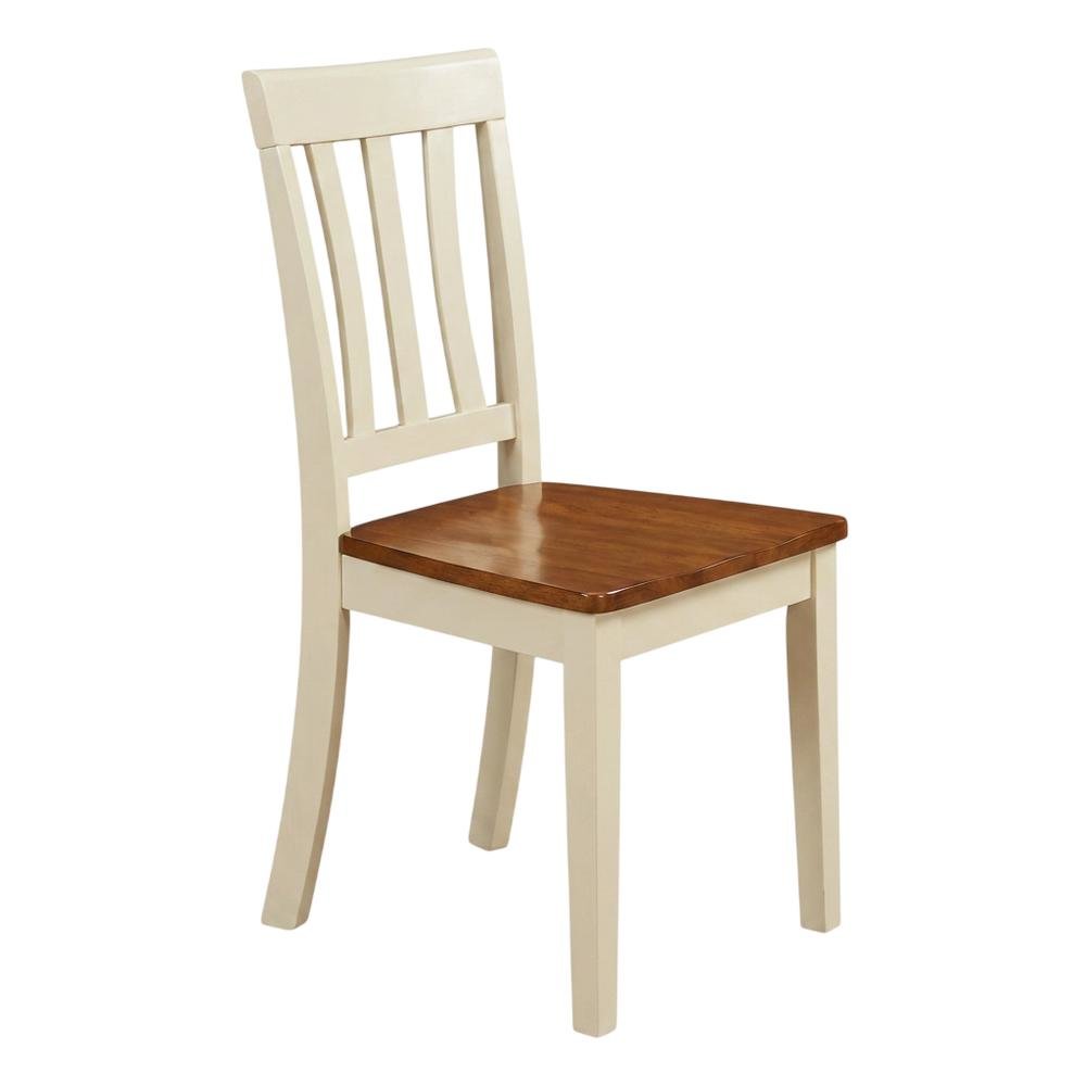 Solid Wood Antique Kitchen Dining Chairs, Buttermilk and Cherry, Set of 2. Picture 5