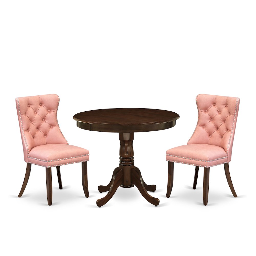 3 Piece Dining Set Contains a Round Kitchen Table with Pedestal. Picture 1