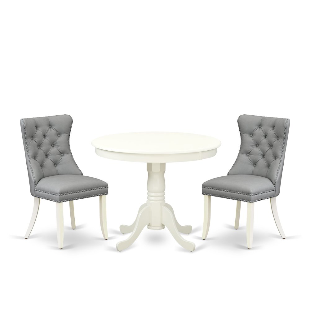 3 Piece Dining Set Consists of a Round Kitchen Table with Pedestal. Picture 1