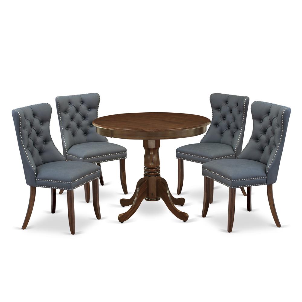 5 Piece Kitchen Table Set Contains a Round Dining Table with Pedestal. Picture 6