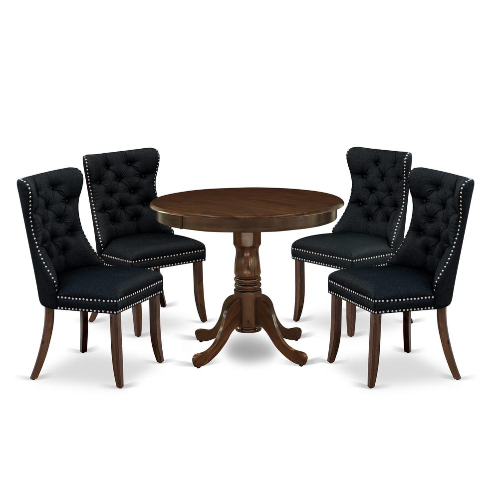5 Piece Dining Table Set Consists of a Round Kitchen Table with Pedestal. Picture 6