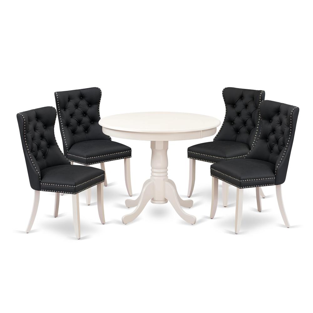 5 Piece Kitchen Set Contains a Round Dining Table with Pedestal. Picture 1