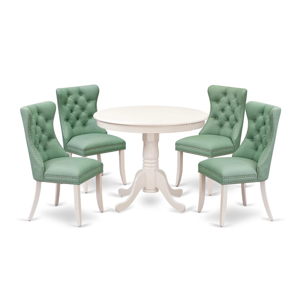 5 Piece Dining Set Contains a Round Kitchen Table with Pedestal. Picture 6
