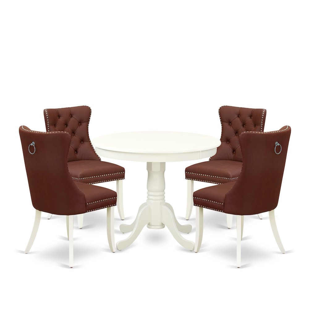 5 Piece Kitchen Table Set for Small Spaces Contains a Round Dining Table. Picture 1